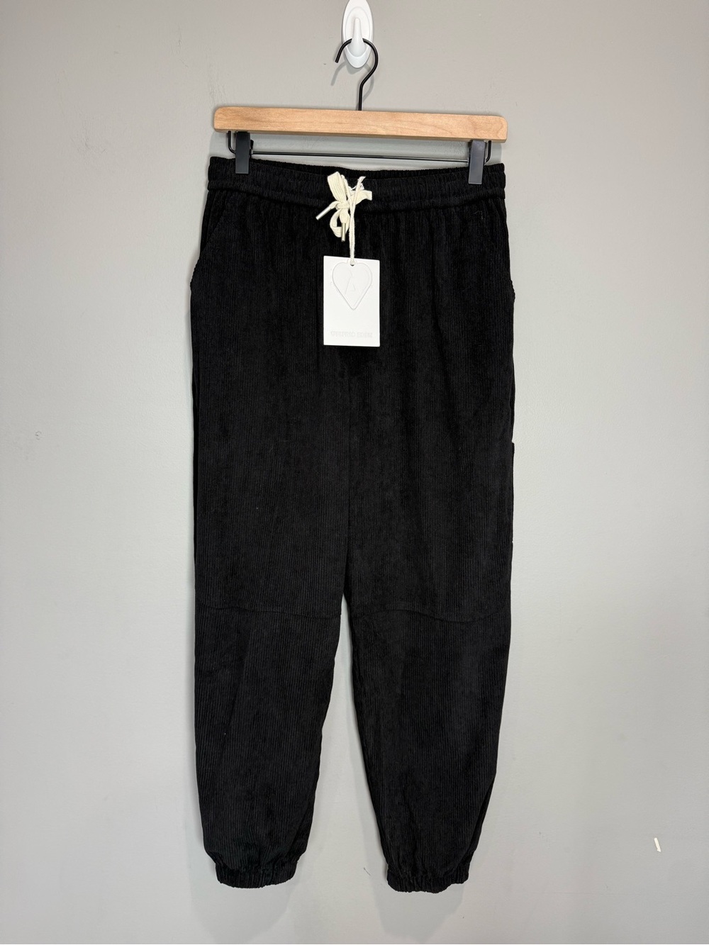 NWT Elfric Eden Black Corduroy Cargo Jogger Pants Small Streetwear Utility